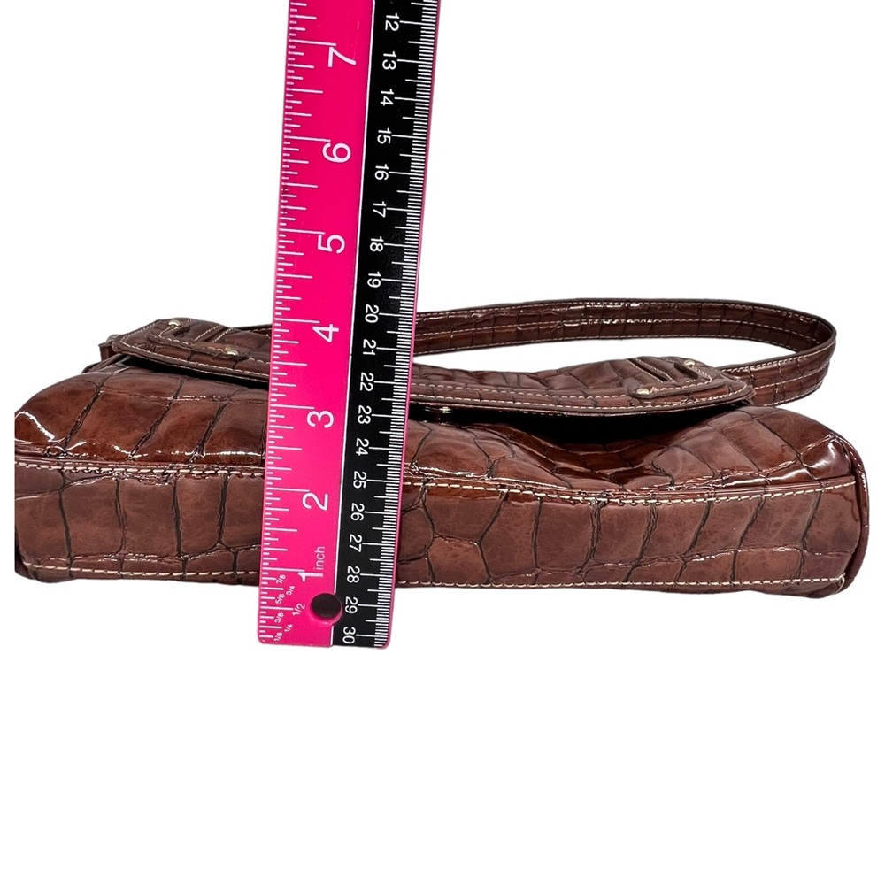 Liz Claiborne Dark Brown Faux Alligator Handbag Shoulder Bag - Picture 15 of 16